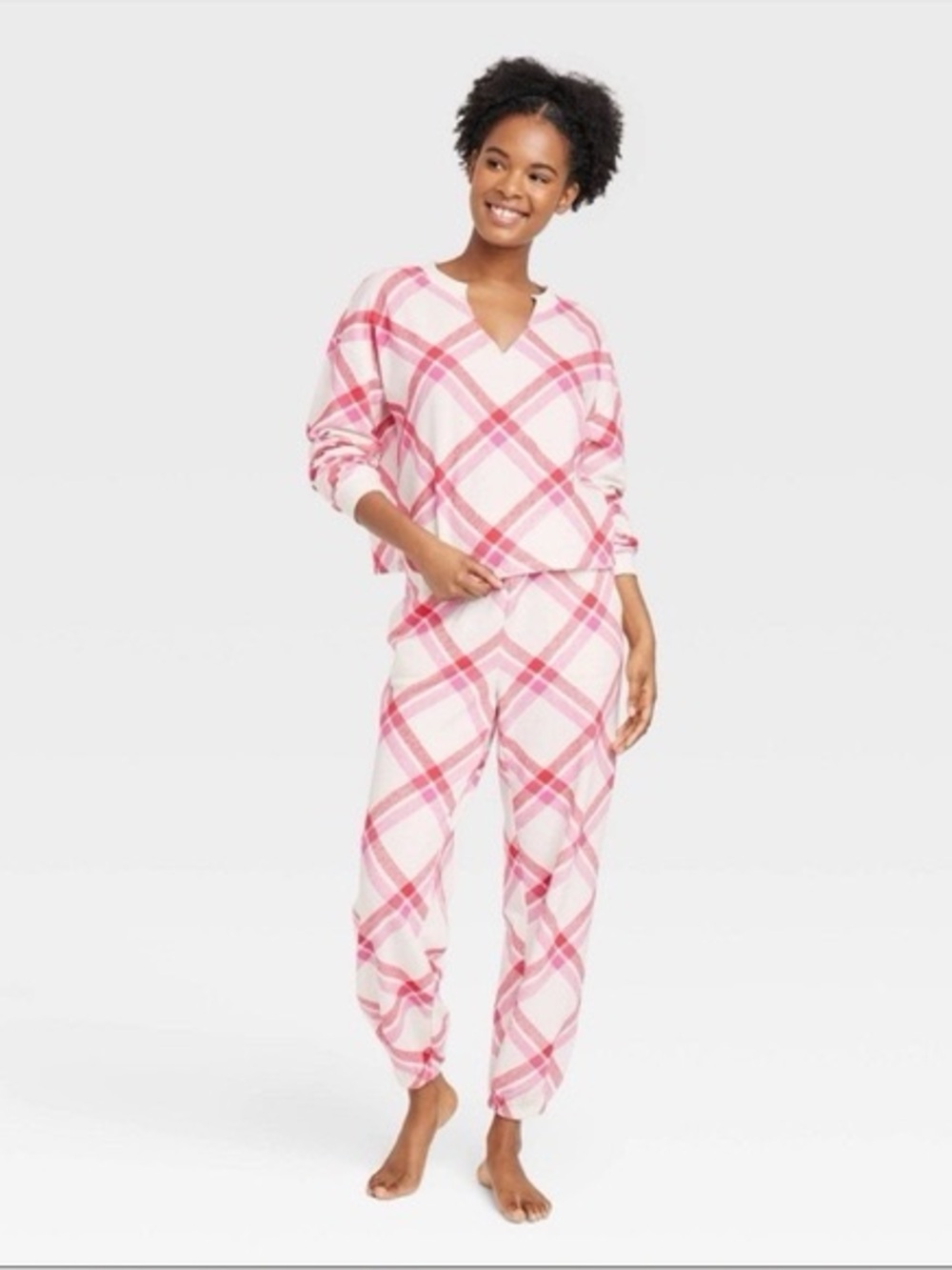 Colsie Women’s 2-Piece Plaid Loungewear Set, Size Medium